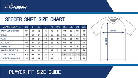 soccer jersey number size chart